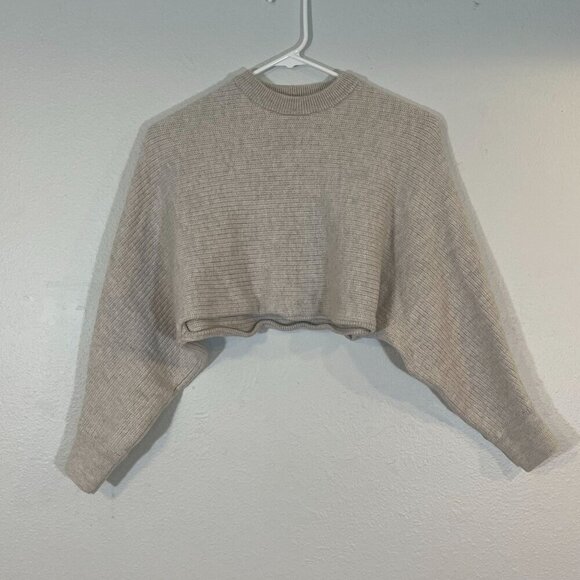 Aritzia Wilfred Free Lolan Sweater Knit Merino Wool Crop Oversized Gray Size XS - Picture 4 of 9